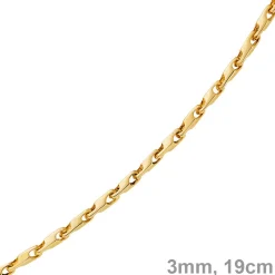 3mm Armband Armkette Alainkette, 585 Gold Gelbgold, 19cm, Unisex