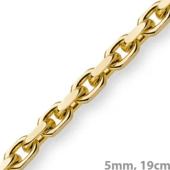 5mm Armband Armkette Ankerkette aus 585 Gold Gelbgold, 19cm, Herren