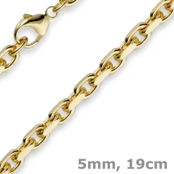 5mm Armband Armkette Ankerkette aus 585 Gold Gelbgold, 19cm, Herren