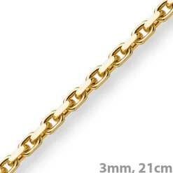 3mm Armband Armkette Ankerkette aus 750 Gold Gelbgold, 21cm, Herren