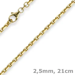 2,5mm Armband Armkette Ankerkette aus 750 Gold Gelbgold 21cm Unisex