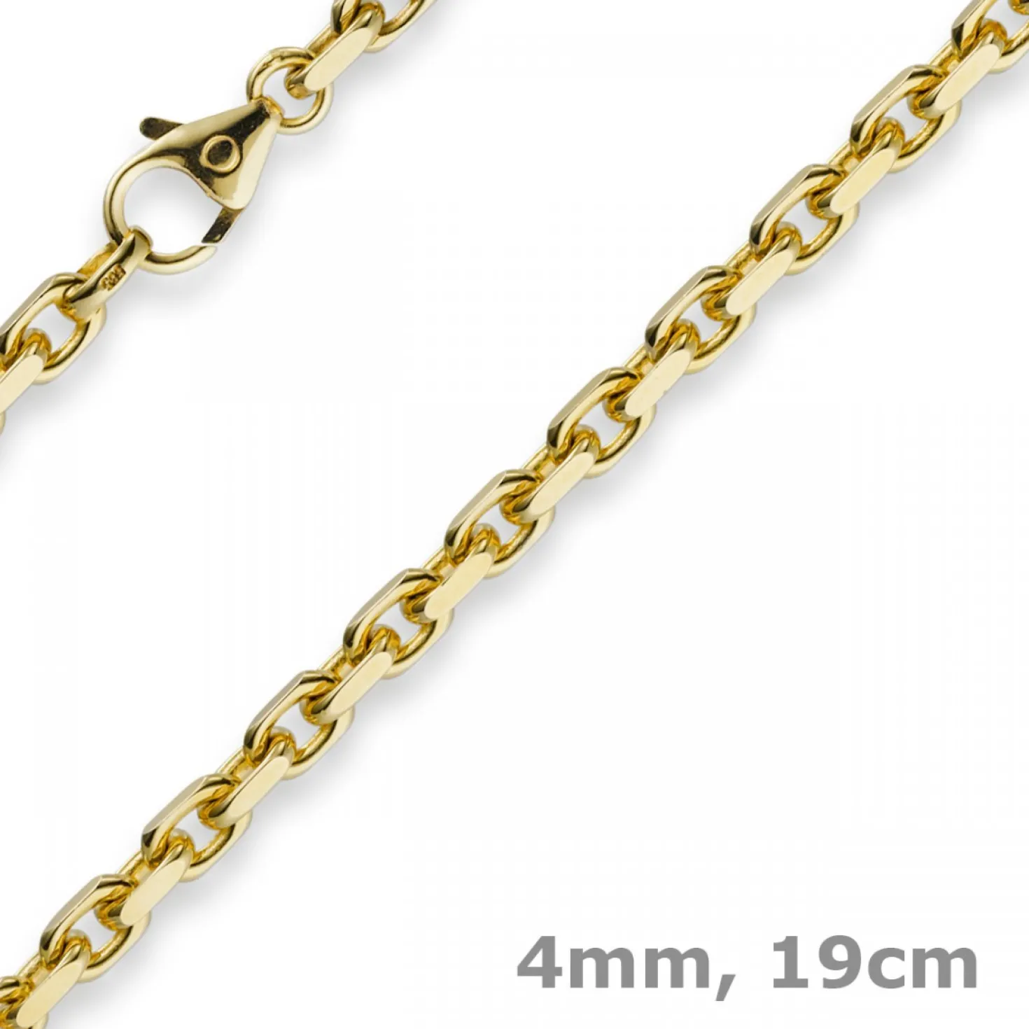 4mm Armband Armkette Ankerkette aus 585 Gold Gelbgold, 19cm, Unisex Goldarmband