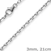 3mm Armband Armkette Ankerkette, 750 Gold Weißgold massiv, Goldarmband, 21cm