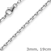 3mm Armband Armkette Ankerkette, 750 Gold Weißgold massiv, Goldarmband, 19cm