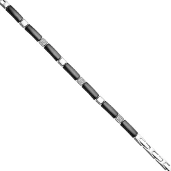 6,3mm Armband Armkette Armschmuck, Zirkonia & schwarze Keramik, Edelstahl, 21cm