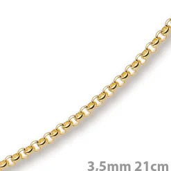 3,5mm Armband Armkette Erbskette aus 585 Gold Gelbgold, 21cm, Unisex