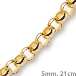 5mm Armband Armkette Erbskette aus 585 Gold Gelbgold, 21cm, Unisex
