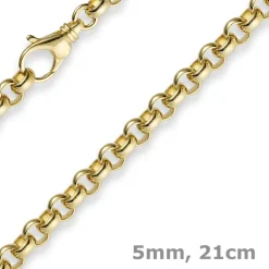 5mm Armband Armkette Erbskette aus 585 Gold Gelbgold, 21cm, Unisex