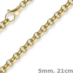5mm Armband Armkette Erbskette aus 750 Gold Gelbgold, 21cm, Unisex