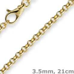 3,5mm Armband Armkette Erbskette aus 750 Gold Gelbgold, 21cm, Unisex