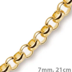 7mm Armband Armkette Erbskette aus 585 Gold Gelbgold, 21cm, Unisex