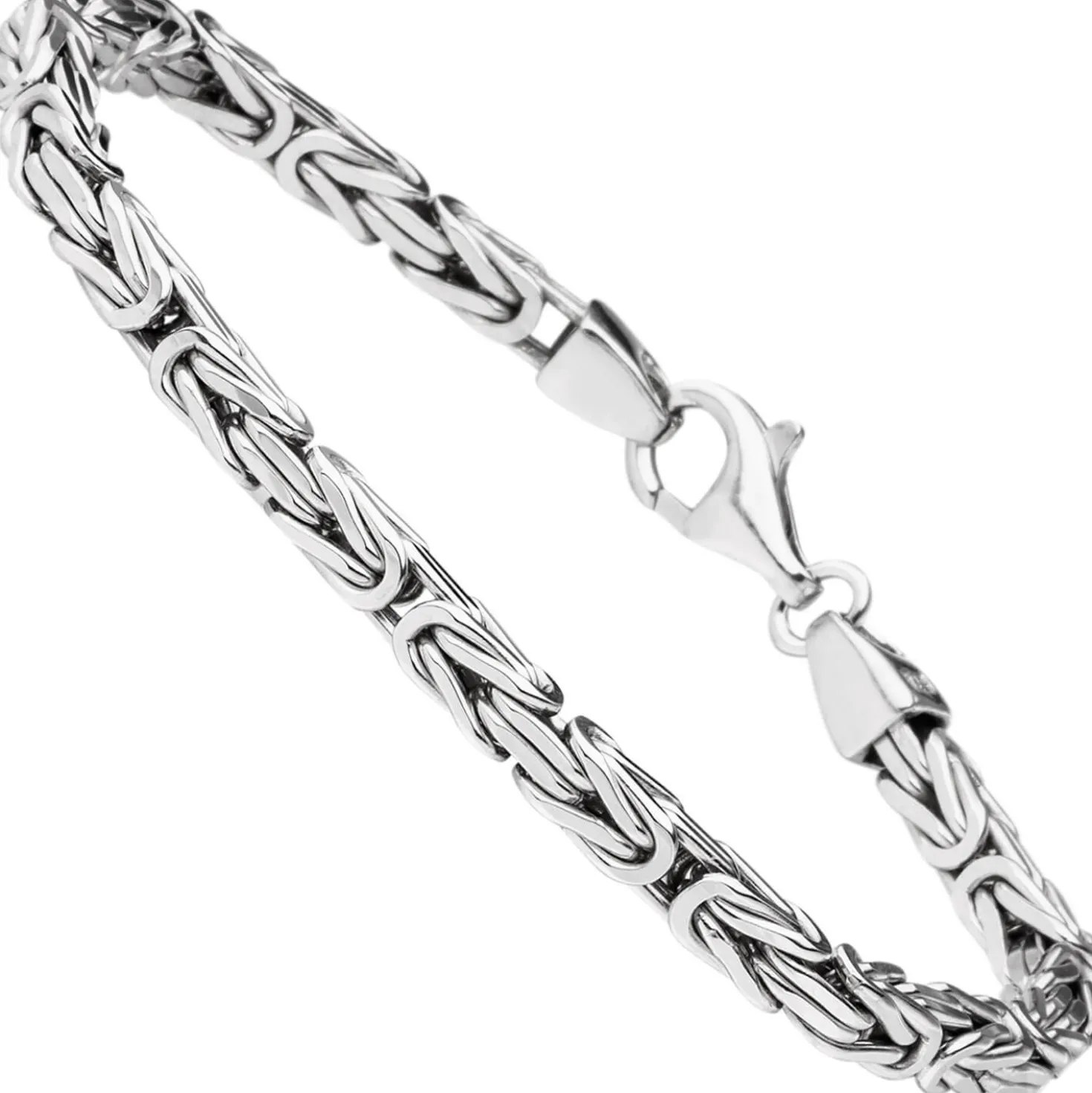 3,9mm Armband Armkette Königsarmband aus 925 Silber rhodiniert 19cm