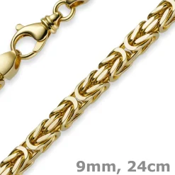 9mm Armband Armkette Königskette aus 750 Gold Gelbgold 24cm Herren