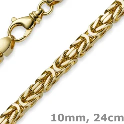 10mm Armband Armkette Königskette aus 585 Gold Gelbgold 24cm Herren