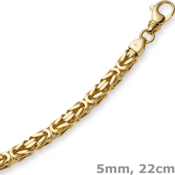 5mm Armband Armkette Königskette aus 750 Gold Gelbgold, 22cm, Herren