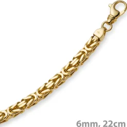 6mm Armband Armkette Königskette aus 750 Gold Gelbgold, 22cm, Herren