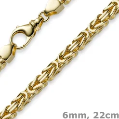 6mm Armband Armkette Königskette aus 750 Gold Gelbgold, 22cm, Herren