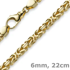 6mm Armband Armkette Königskette aus 585 Gold Gelbgold, 22cm, Herren