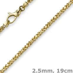 2,5mm Armband Armkette Königskette aus 750 Gold Gelbgold, 19cm, Unisex