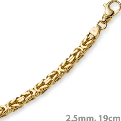2,5mm Armband Armkette Königskette aus 585 Gold Gelbgold, 19cm, Unisex