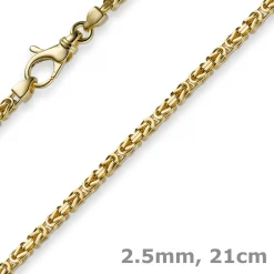 2,5mm Armband Armkette Königskette aus 585 Gold Gelbgold, 21cm, Unisex