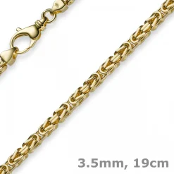 3,5mm Armband Armkette Königskette aus 585 Gold Gelbgold, 19cm, Unisex