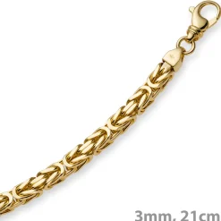 3mm Armband Armkette Königskette aus 585 Gold Gelbgold, 21cm, Unisex