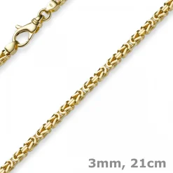 3mm Armband Armkette Königskette aus 585 Gold Gelbgold, 21cm, Unisex