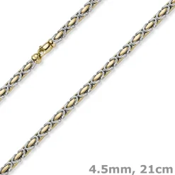 4,5mm Armband Armkette Königskette aus 585 Gold gelb/weiß bicolor 21cm Unisex