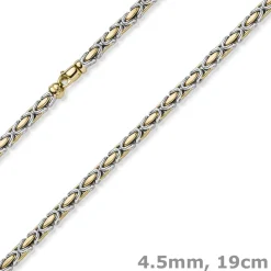 4,5mm Armband Armkette Königskette aus 585 Gold gelb/weiß bicolor 19cm Unisex
