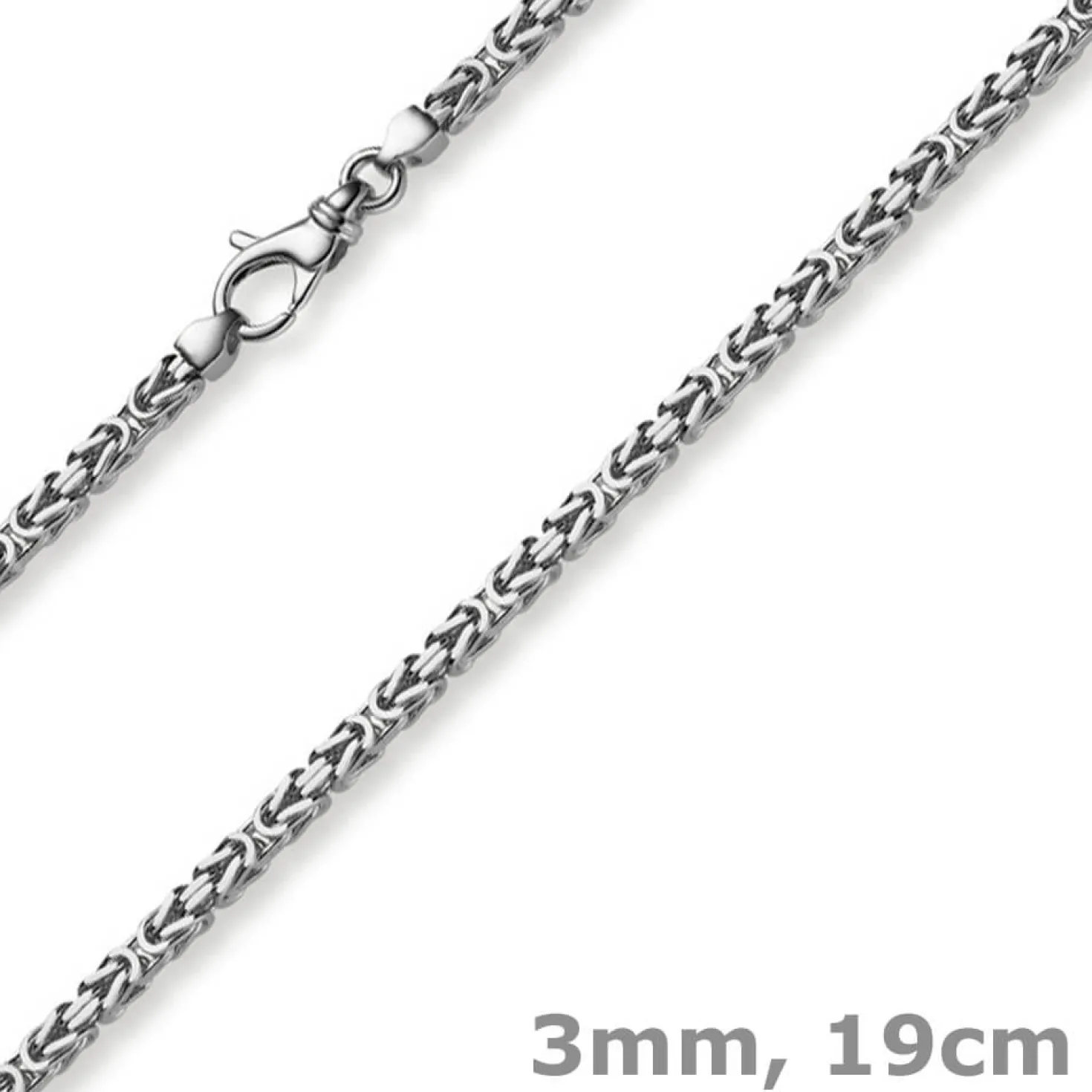 3mm Armband Armkette Königskette aus 585 Gold Weißgold massiv 19cm