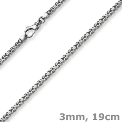 3mm Armband Armkette Königskette aus 750 Gold Weißgold massiv 19cm