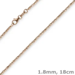 1,8mm Armband Armkette Kugelkette diamantiert aus 750 Gold Rotgold 18cm