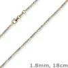 1,8mm Armband Armkette Kugelkette diamantiert 585 Gold Gelbgold Weißgold, 18cm