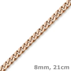 8mm Armband Armkette Panzerarmband aus 750 Gold Rotgold 21cm Herren
