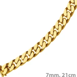 7mm Armband Armkette Panzerarmband, 585 Gold Gelbgold, 21cm, Herren