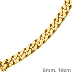 8mm Armband Armkette Panzerarmband, 585 Gold Gelbgold, 19cm, Unisex