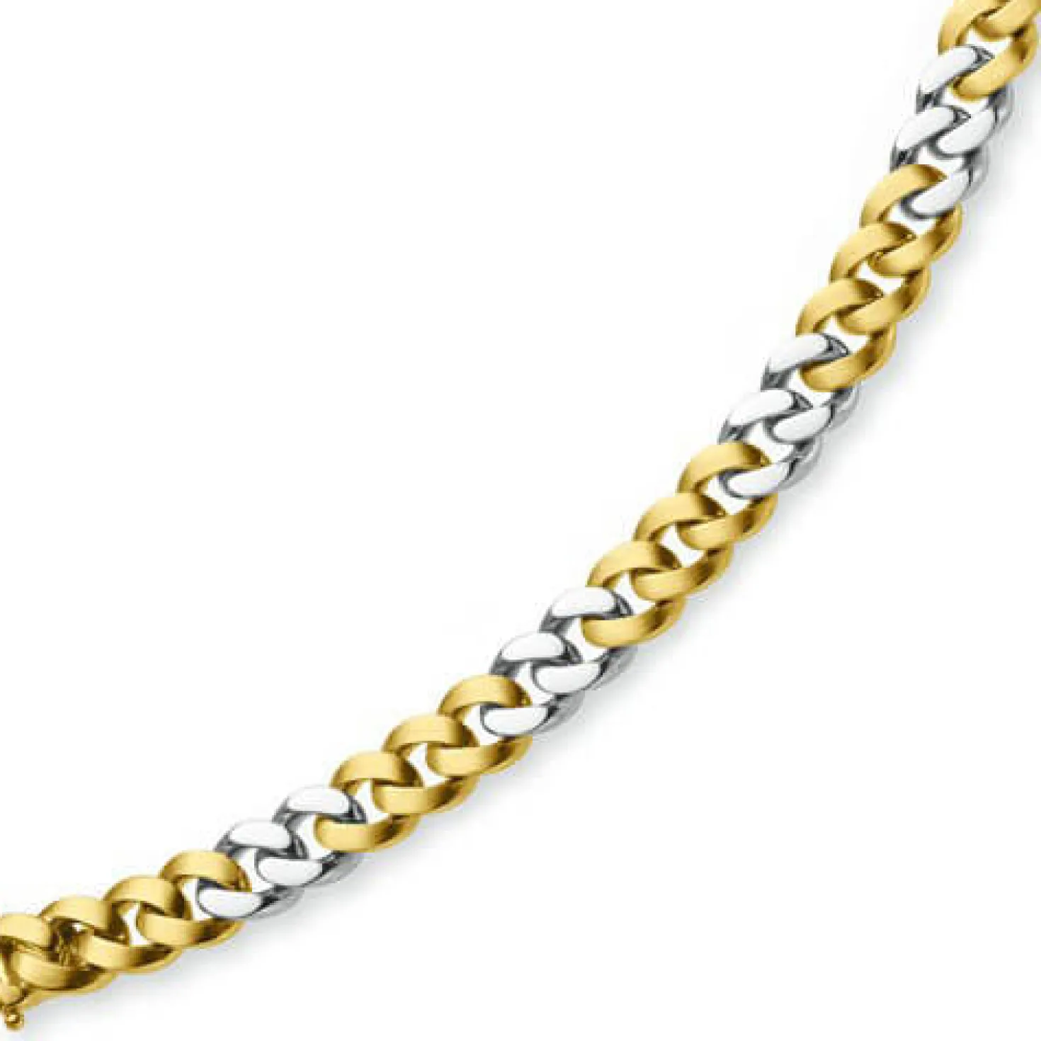 10mm Armband Armkette Panzerarmband 750 Gold Gelbgold & Weißgold 19cm Unisex