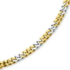 10mm Armband Armkette Panzerarmband 750 Gold Gelbgold & Weißgold 21cm Unisex