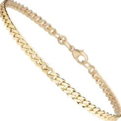 3,9mm Armband Armkette Panzerkette diamantiert aus 333 Gold Gelbgold massiv 21cm