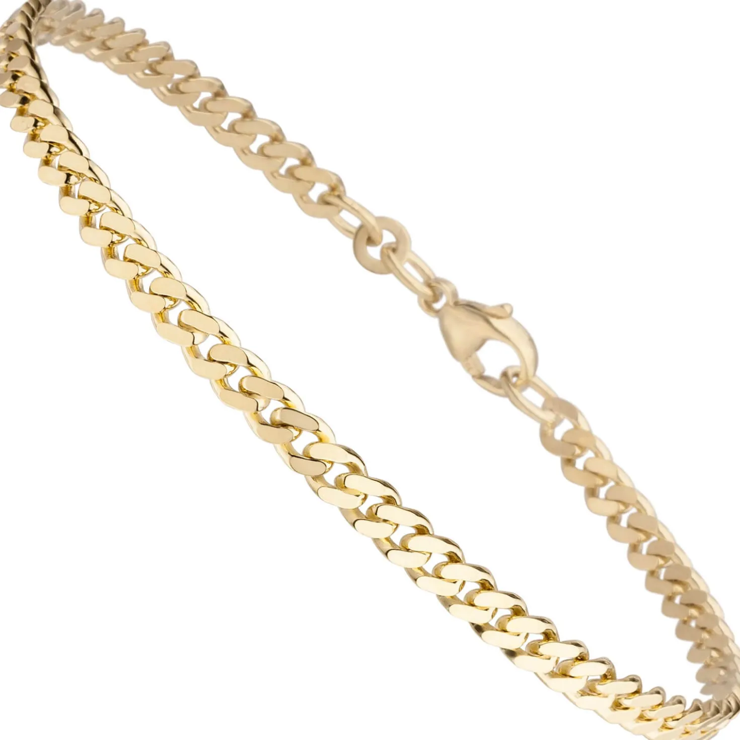 3,9mm Armband Armkette Panzerkette diamantiert aus 333 Gold Gelbgold massiv 21cm