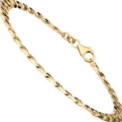 5,7mm Armband Armkette Panzerkette oval flach aus 333 Gold Gelbgold massiv 19cm