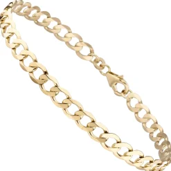 5,7mm Armband Armkette Panzerkette oval flach aus 333 Gold Gelbgold massiv 21cm