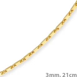 3mm Armband Armkette Plattenkette aus 585 Gold Gelbgold, 21cm, Unisex