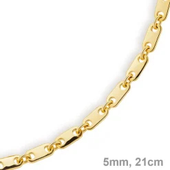 5mm Armband Armkette Plattenkette aus 750 Gold Gelbgold, 21cm, Unisex