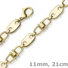 11mm Armband Armkette Platte-Steigbügelkette aus 585 Gold Gelbgold massiv 21cm
