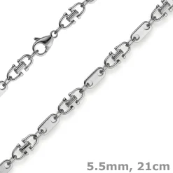 5,5mm Armband Armkette Platte-Steigbügelkette, 585 Gold Weißgold 21cm