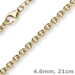 4,6mm Armband Armkette Rundankerkette 750 Gold Gelbgold, 21cm Unisex