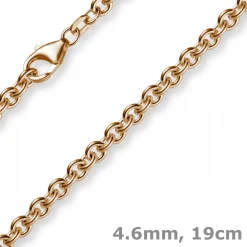 4,6mm Armband Armkette Rundankerkette 585 Gold Rotgold, 19cm Unisex