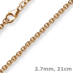 2,7mm Armband Armkette Rundankerkette 585 Gold Rotgold, 21cm Unisex